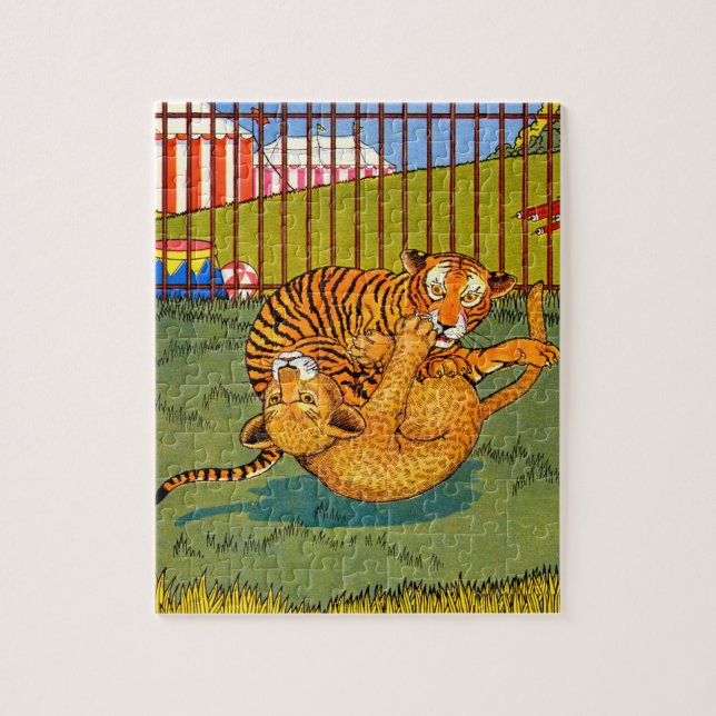 Tiger und Leoparden-Wrestling Puzzle (Vertikal)