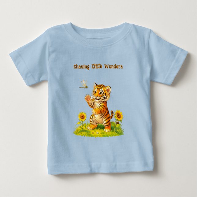Tiger und Libelle Baby T-shirt (Vorderseite)