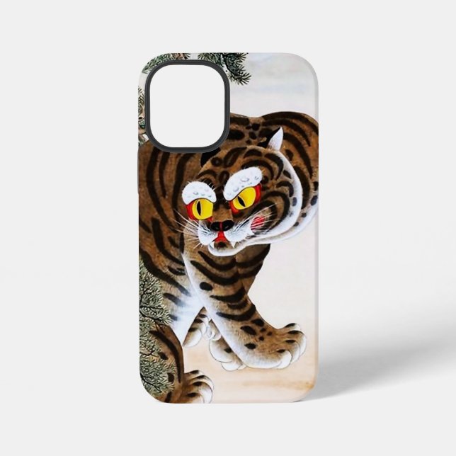 Tiger und Magpie Minhwa unter Pine Tree iPhone Hülle (Rückseite)