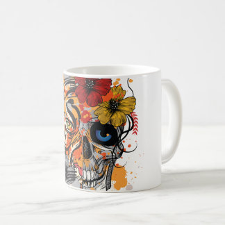 Tiger und Schädel zeitgenössische Tasse