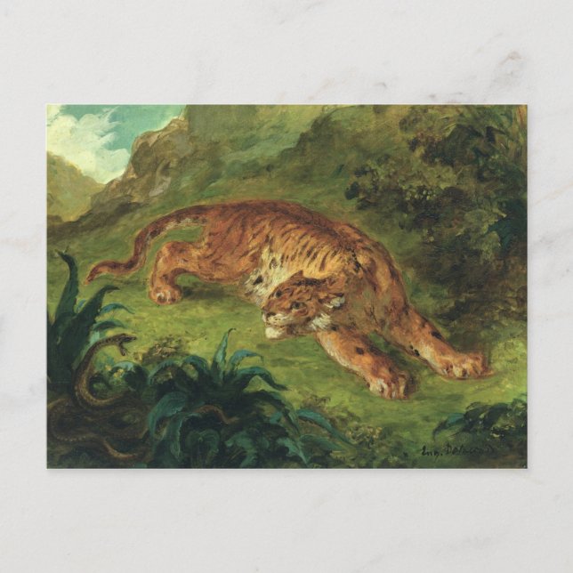 Tiger und Schlange, 1858 Postkarte (Vorderseite)