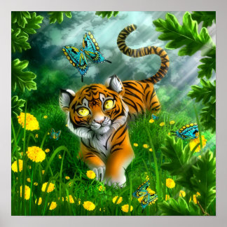 Tiger und Schmetterlinge Poster