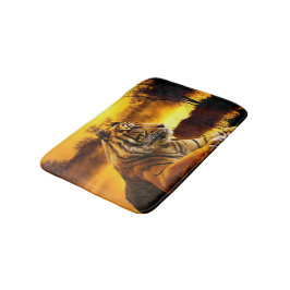 Tiger und Sonnenuntergang Badematte