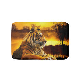 Tiger und Sonnenuntergang Badematte