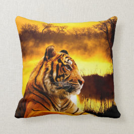 Tiger und Sonnenuntergang Kissen