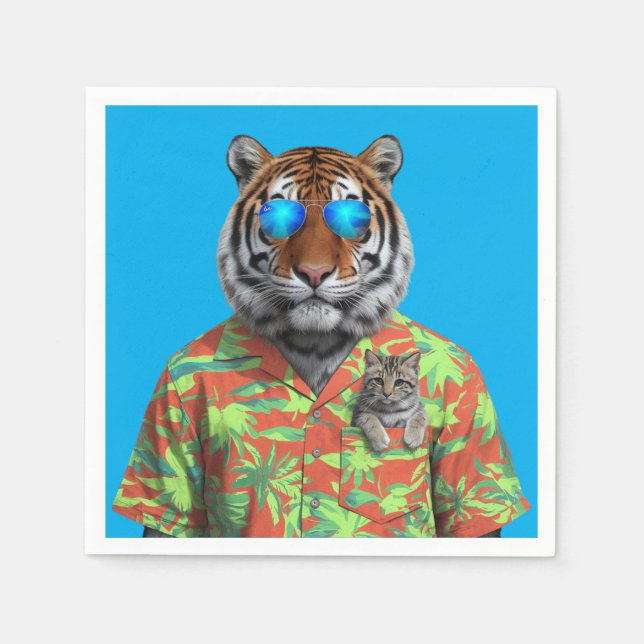 Tiger und Tabby Napkin Serviette (Vorderseite)