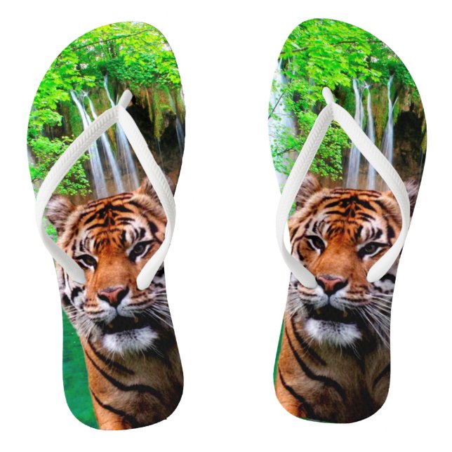 Tiger und Wasserfall Flip Flops (Fußbett)