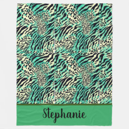 Tiger und Zebra bedrucken grün und braun Fleecedecke