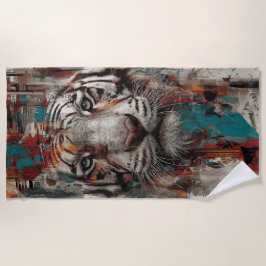 Tiger Urban Street Art Portrait Strandtuch