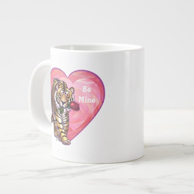 Tiger-Valentinstag Jumbo-Tasse (Vorderseite Links)