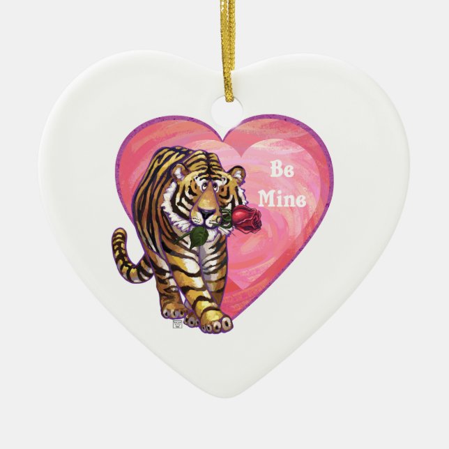 Tiger-Valentinstag Keramikornament (Vorne)