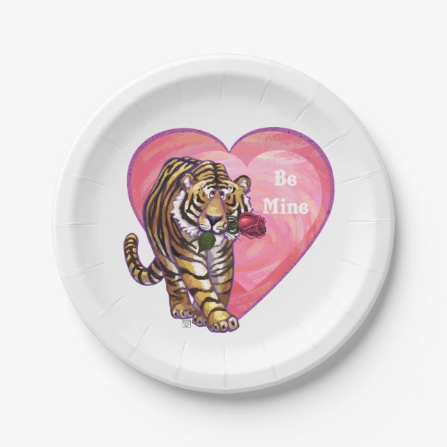Tiger-Valentinstag Pappteller (Vorderseite)