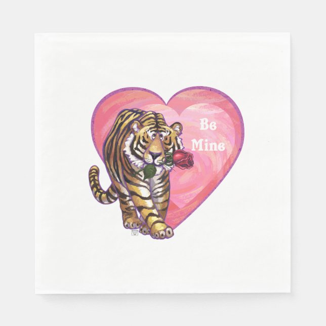 Tiger-Valentinstag Serviette (Vorderseite)