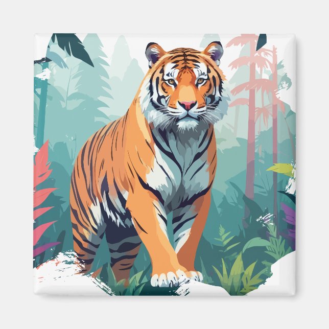 Tiger Vector Art Tierwelt Magnet (Vorne)