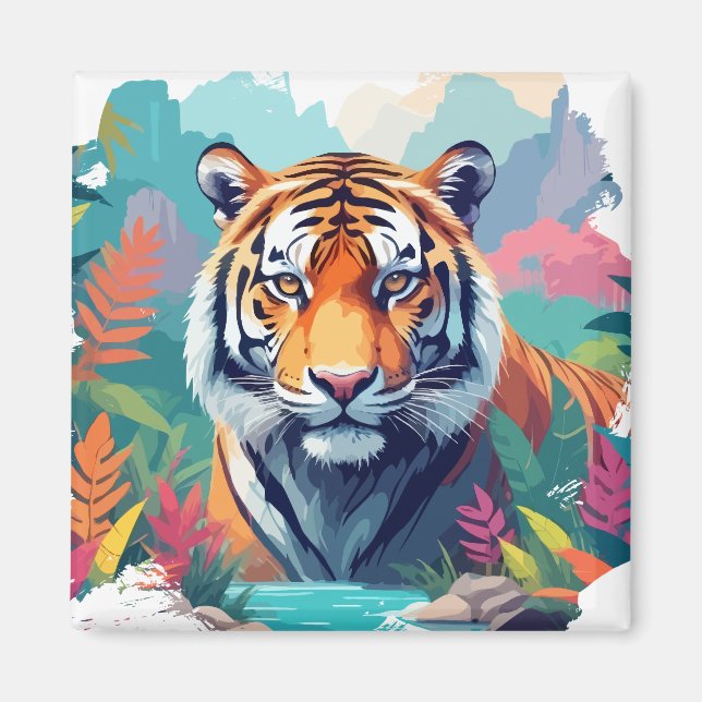 Tiger Vector Art Tierwelt Magnet (Vorne)