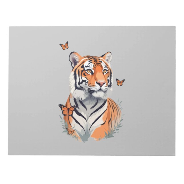 Tiger Vector Malerei Adorable Fun Animal Playing Notizblock (Vorderseite)