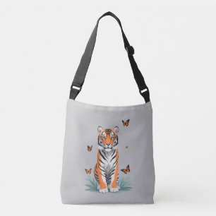 Tiger Vector Malerei Adorable Fun Animal Playing Tragetaschen Mit Langen Trägern