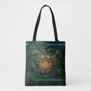 Tiger versteckt sich im Laub