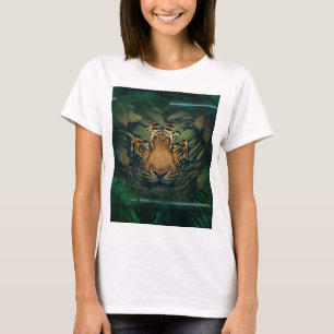 Tiger versteckt sich im Laub T-Shirt