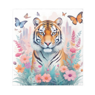 Tiger Vintage Natur-Wald Dschungel-Blume Notizblock