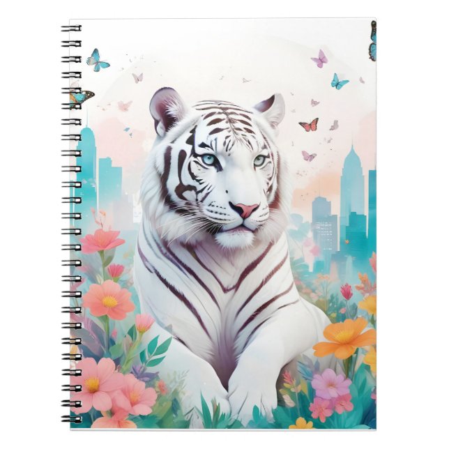 Tiger Vintager Tierwald Dschungel Stadt Notizblock (Vorderseite)