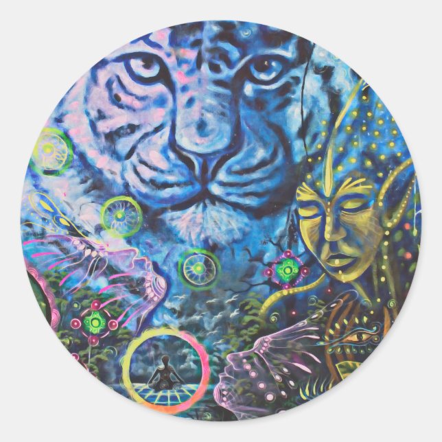 Tiger Vision Runder Aufkleber (Vorderseite)