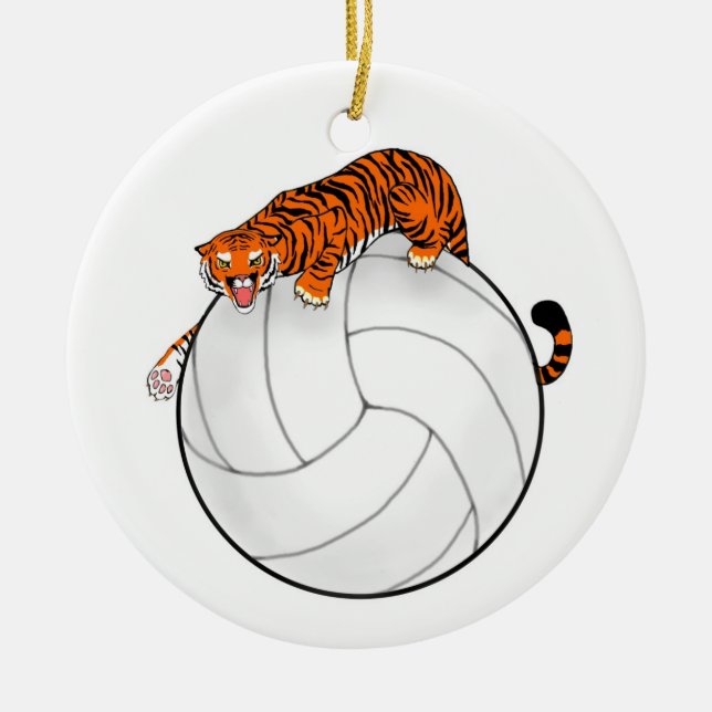 Tiger-Volleyball-Keramik-Weihnachtsverzierung Keramik Ornament (Vorne)