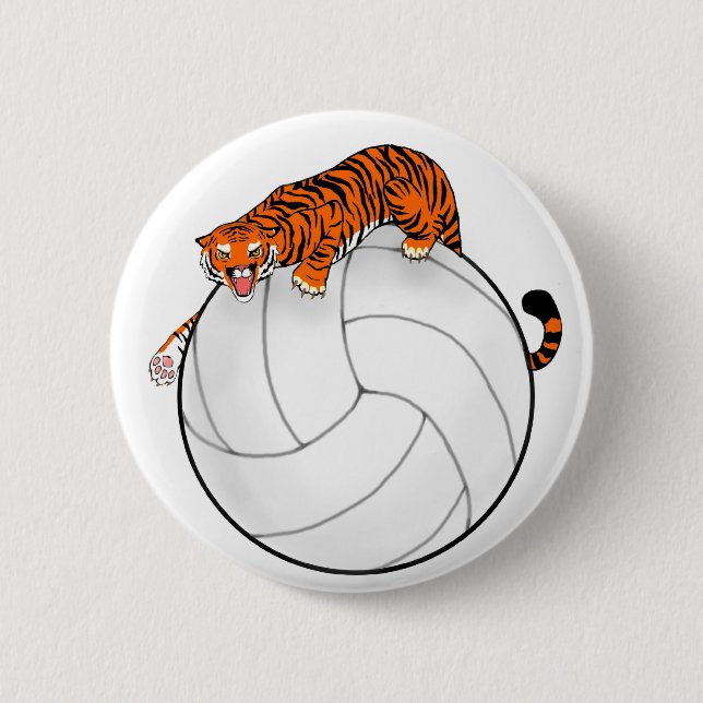 Tiger-Volleyball-Knopf-Button Button (Vorderseite)