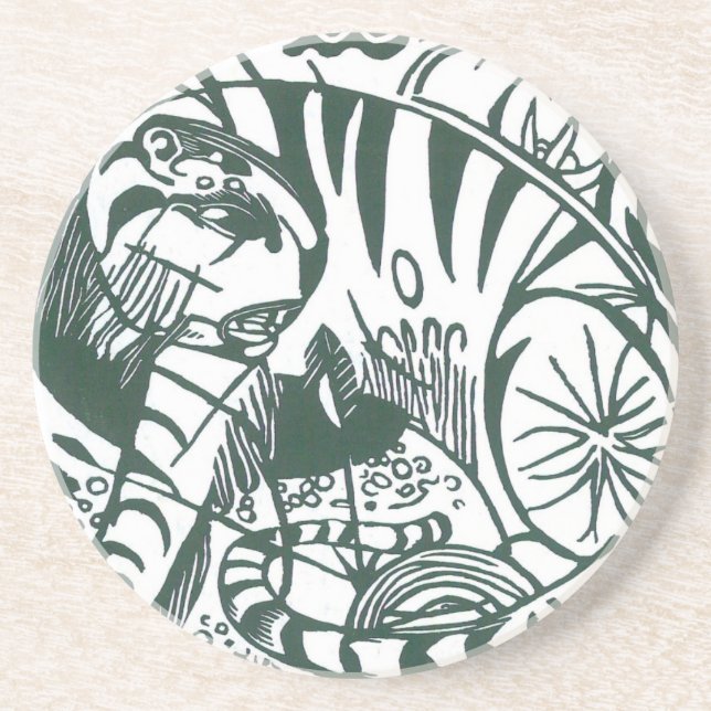 Tiger von Franz Marc, Vintage Ausdruckskunst Getränkeuntersetzer (Vorne)
