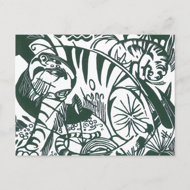 Tiger von Franz Marc, Vintage Ausdruckskunst Postkarte (Vorderseite)