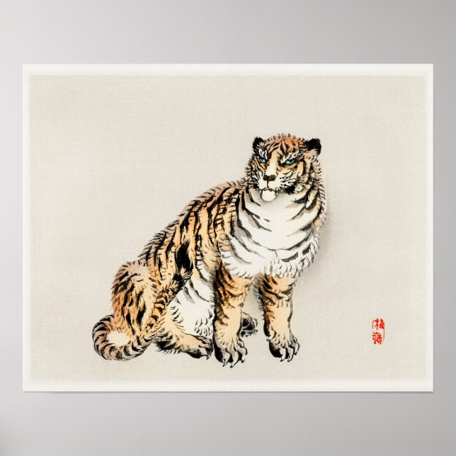 Tiger von Kōno Bairei (1844-1895) Poster (Vorne)