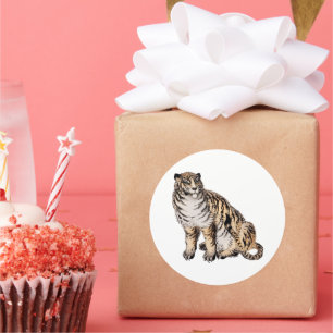 Tiger von Kono Bairei (1844-1895). Runder Aufkleber