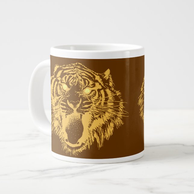 Tiger wachsen in Orange mit gelben Augen Jumbo-Tasse (Vorderseite Links)