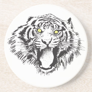 Tiger wachsen schwarz mit gelben Augen Untersetzer