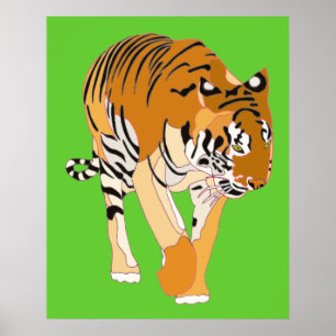 Tiger Walking Digital Painting Poster