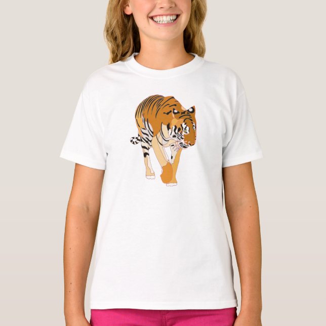 Tiger Walking Digital Painting Shirts (Vorderseite)