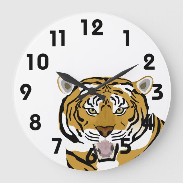 Tiger Wall Clock Große Wanduhr (Vorderseite)