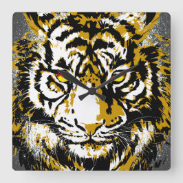 Tiger Wall Clock - Tiger Head Clock Quadratische Wanduhr