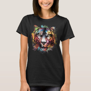 Tiger Watercolor Bengalisch Tiger Head Animal L T-Shirt