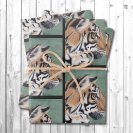 Tiger Watercolor Wrapping Paper Geschenkpackung Geschenkpapier Set