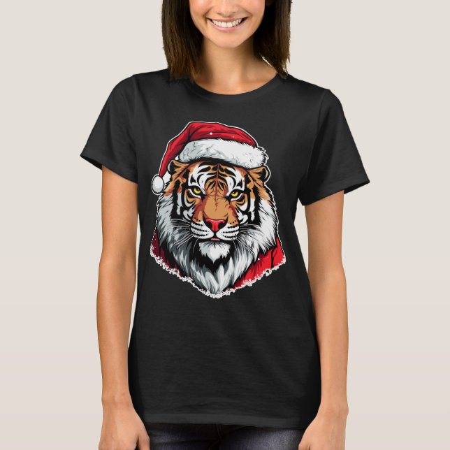 Tiger Wear Weihnachtsmannmütze Tiger Lover Christm T-Shirt (Vorderseite)