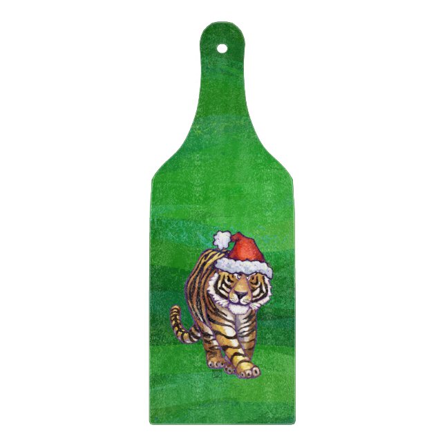 Tiger Weihnachten auf Grün Schneidebrett (Vorderseite)