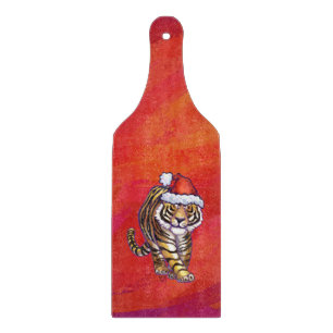 Tiger Weihnachten auf Rot Schneidebrett