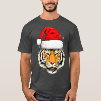 Tiger Weihnachten Weihnachtsmannmütze Weihnachten  T-Shirt