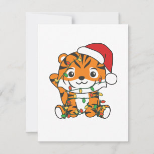 Tiger Weihnachts Wintertiere Urlaub Tiger Feiertagskarte