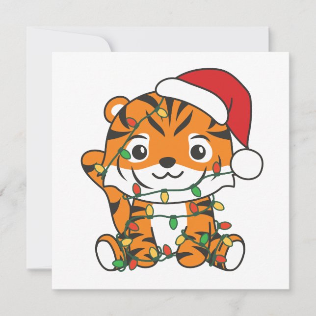 Tiger Weihnachts Wintertiere Urlaub Tiger Feiertagskarte (Vorderseite)