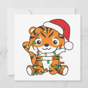 Tiger Weihnachts Wintertiere Urlaub Tiger Feiertagskarte