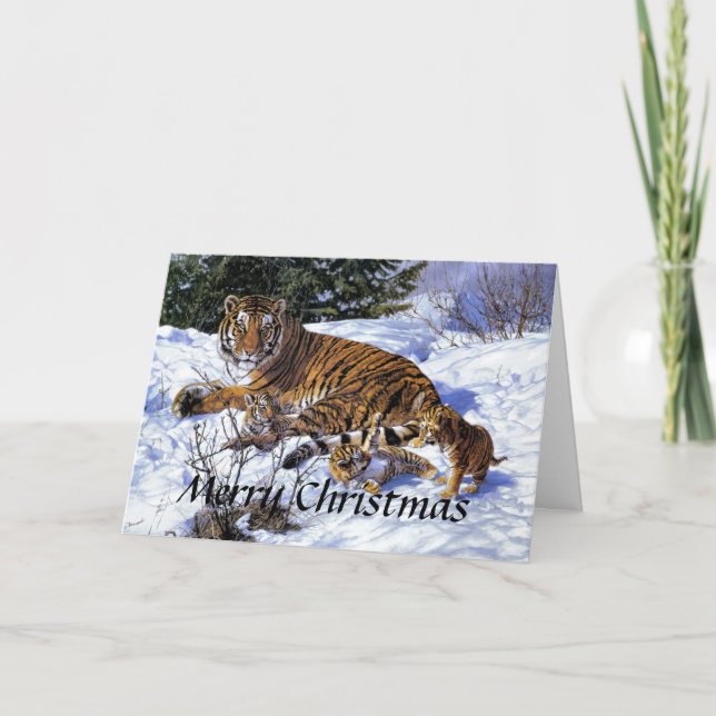 Tiger-Weihnachtskarte Feiertagskarte (Vorderseite)