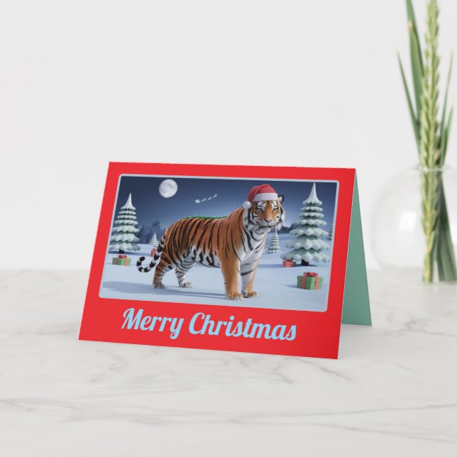 Tiger Weihnachtslandschaft Karte (Vorderseite)