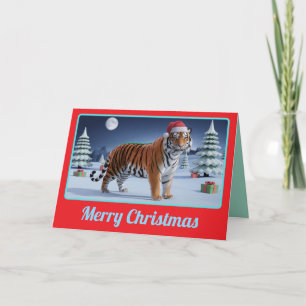 Tiger Weihnachtslandschaft Karte